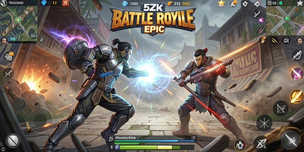 Screenshot utama 5ZK menampilkan aksi mendebarkan dalam Battle Royale.