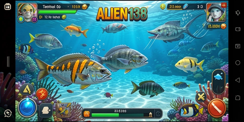 Screenshot utama gameplay Tembak Ikan yang seru dan penuh aksi.