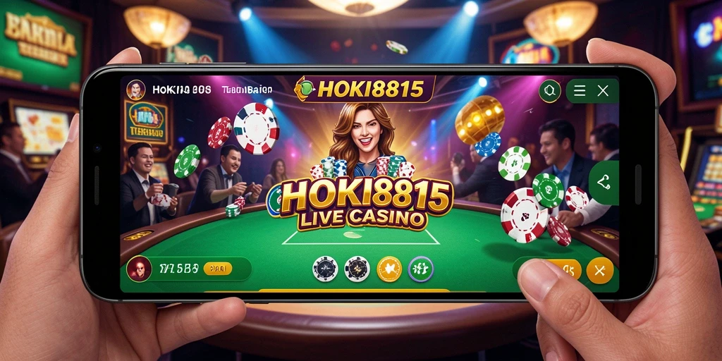 Screenshot HOKI8815 menampilkan dealer sedang bermain di meja Live Casino.