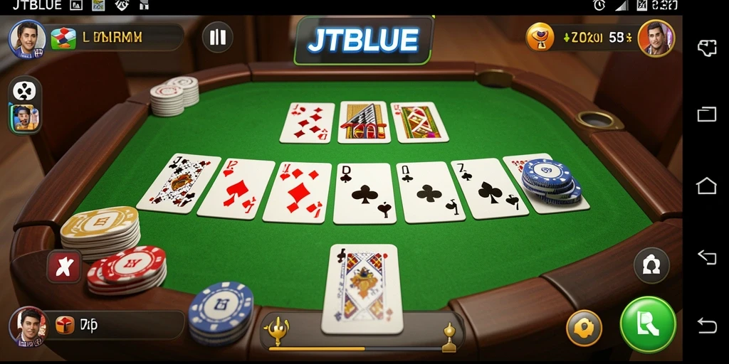Tampilan screenshot gameplay JTBLUE menunjukkan keseruan memainkan Gaple.