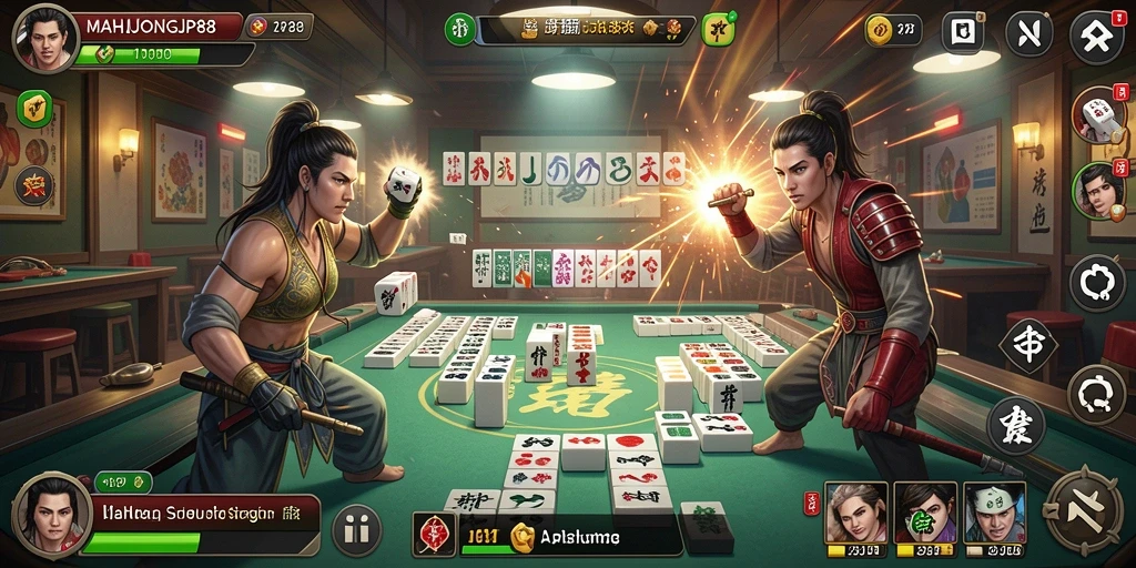 Screenshot gameplay MAHJONGJP88 yang intens dan seru.