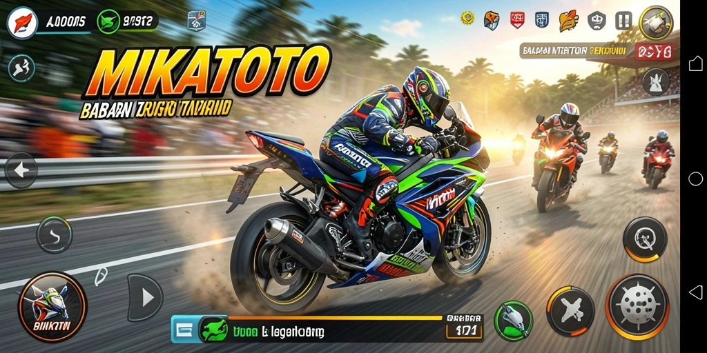 Gameplay MIKATOTO yang menegangkan dalam balapan motor.