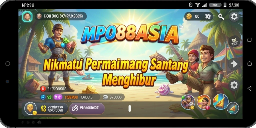 Screenshot menampilkan gameplay santai MPO88ASIA dengan karakter lucu.