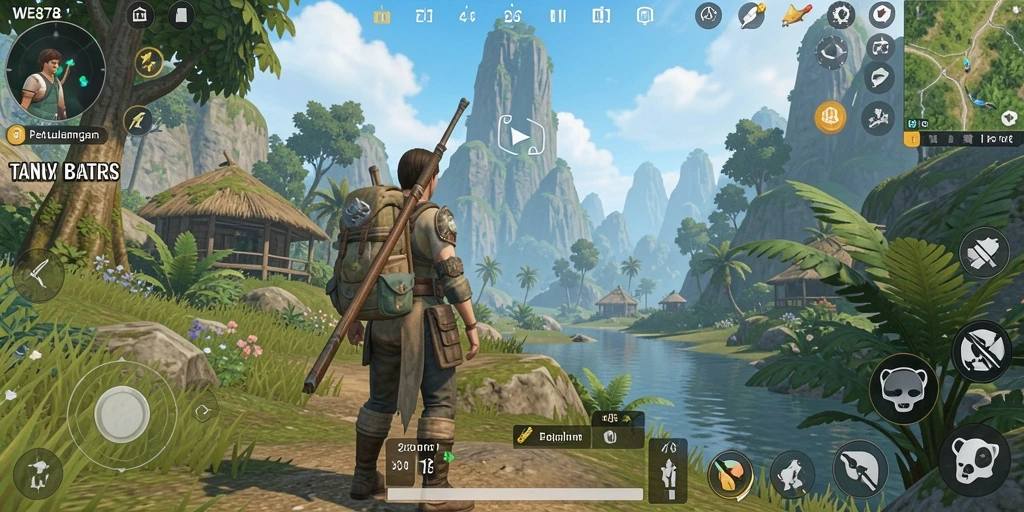 Tampilan gameplay WE878 dengan pemandangan dunia terbuka yang menakjubkan.