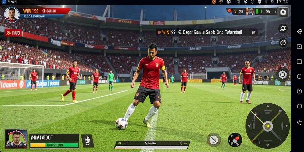 Tampilan gameplay WIN199 yang penuh aksi dan strategi di lapangan hijau.